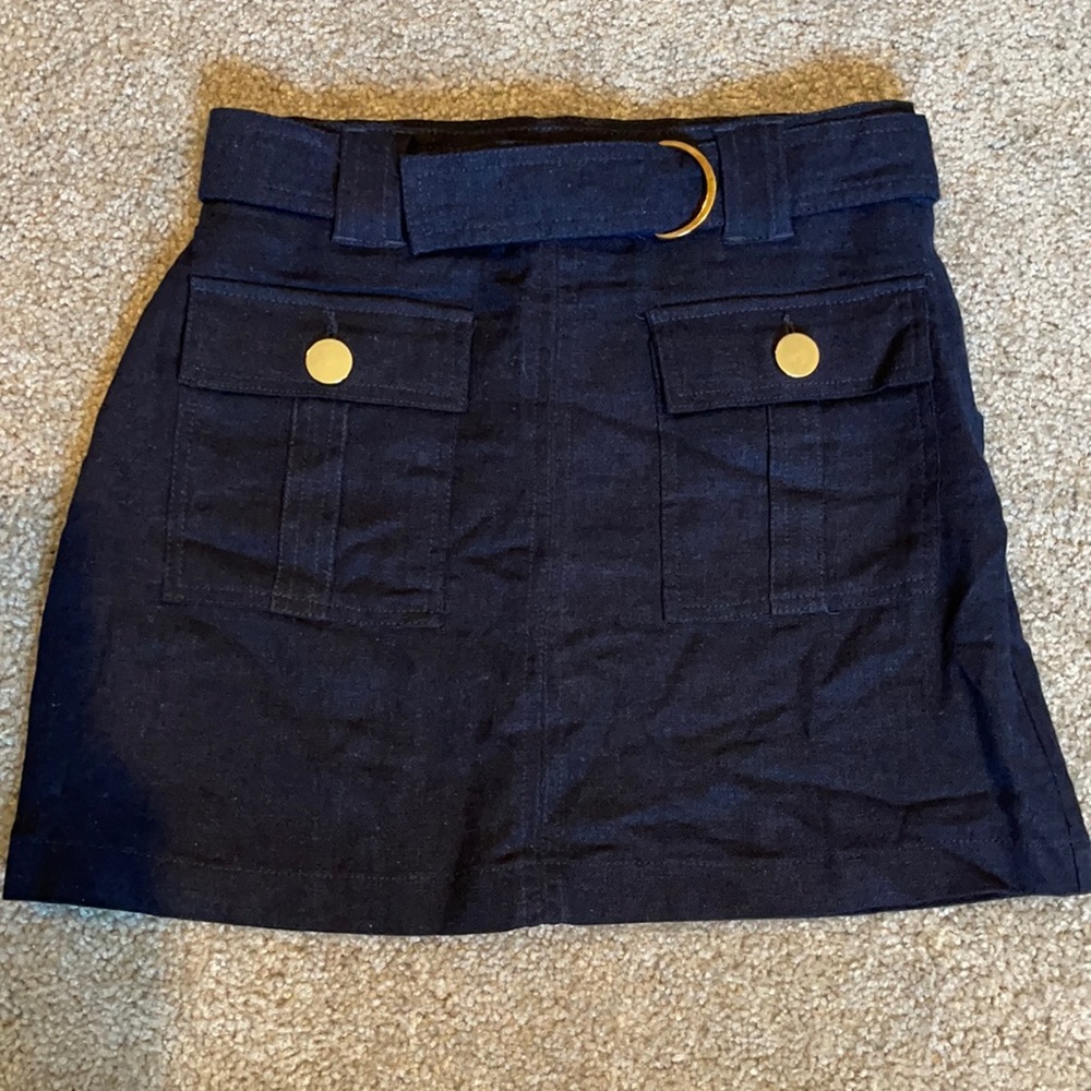 High waisted navy blue skirt with matching belt
